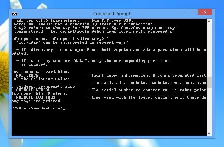 Command prompt interface displaying system and data partition information.