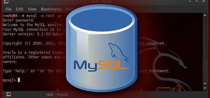 MySQL database logo with command line interface.