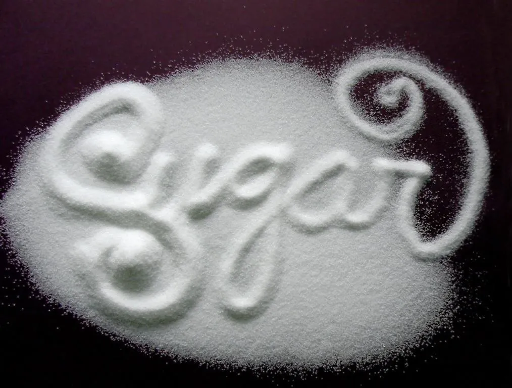 Sugar written in granulated sugar.