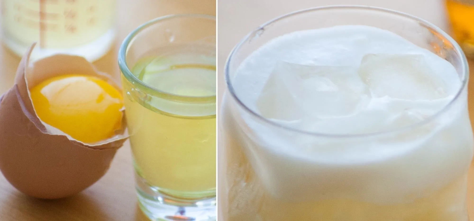 Egg and egg white in separate containers.