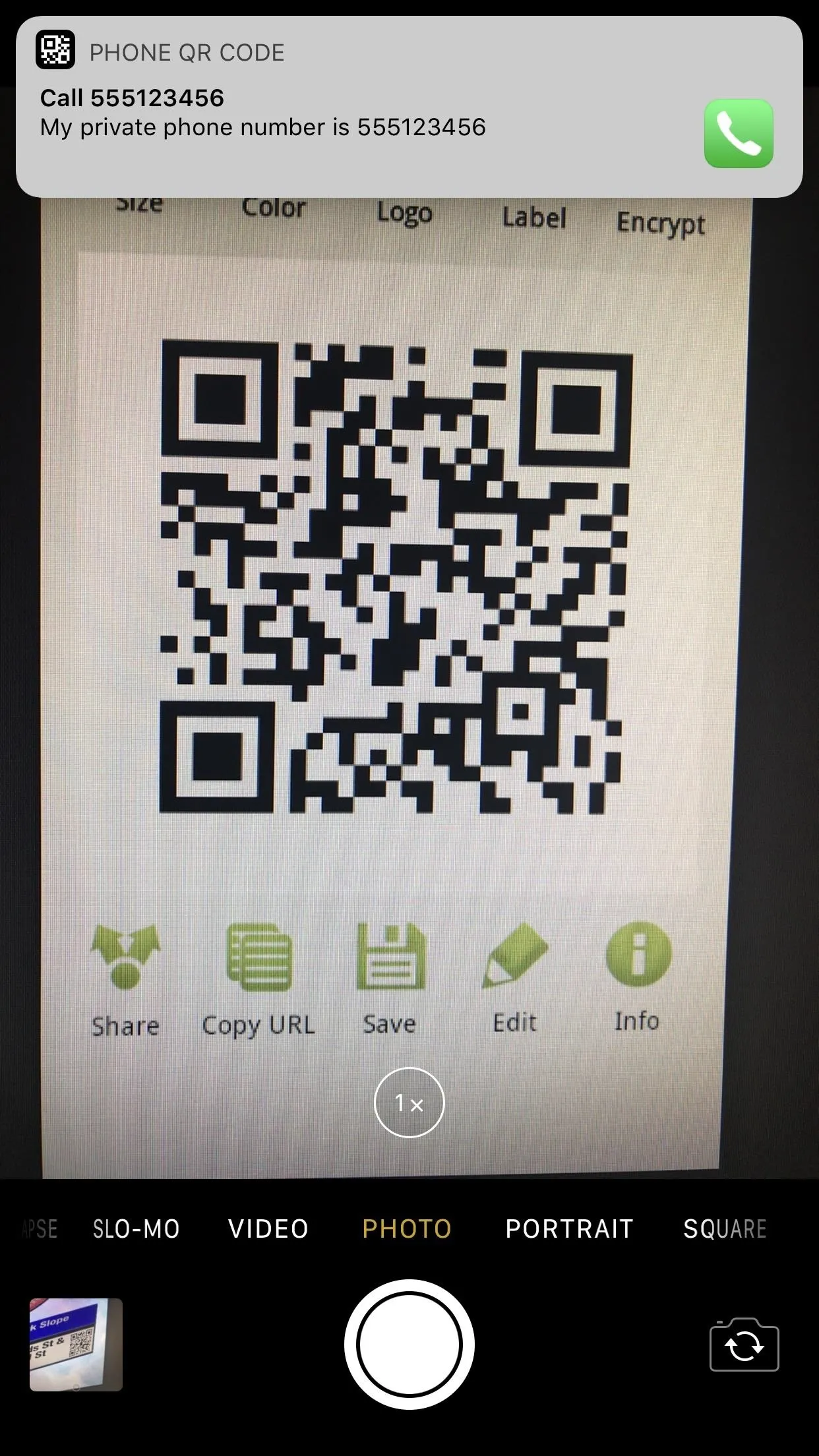 QR code displayed on a smartphone screen.