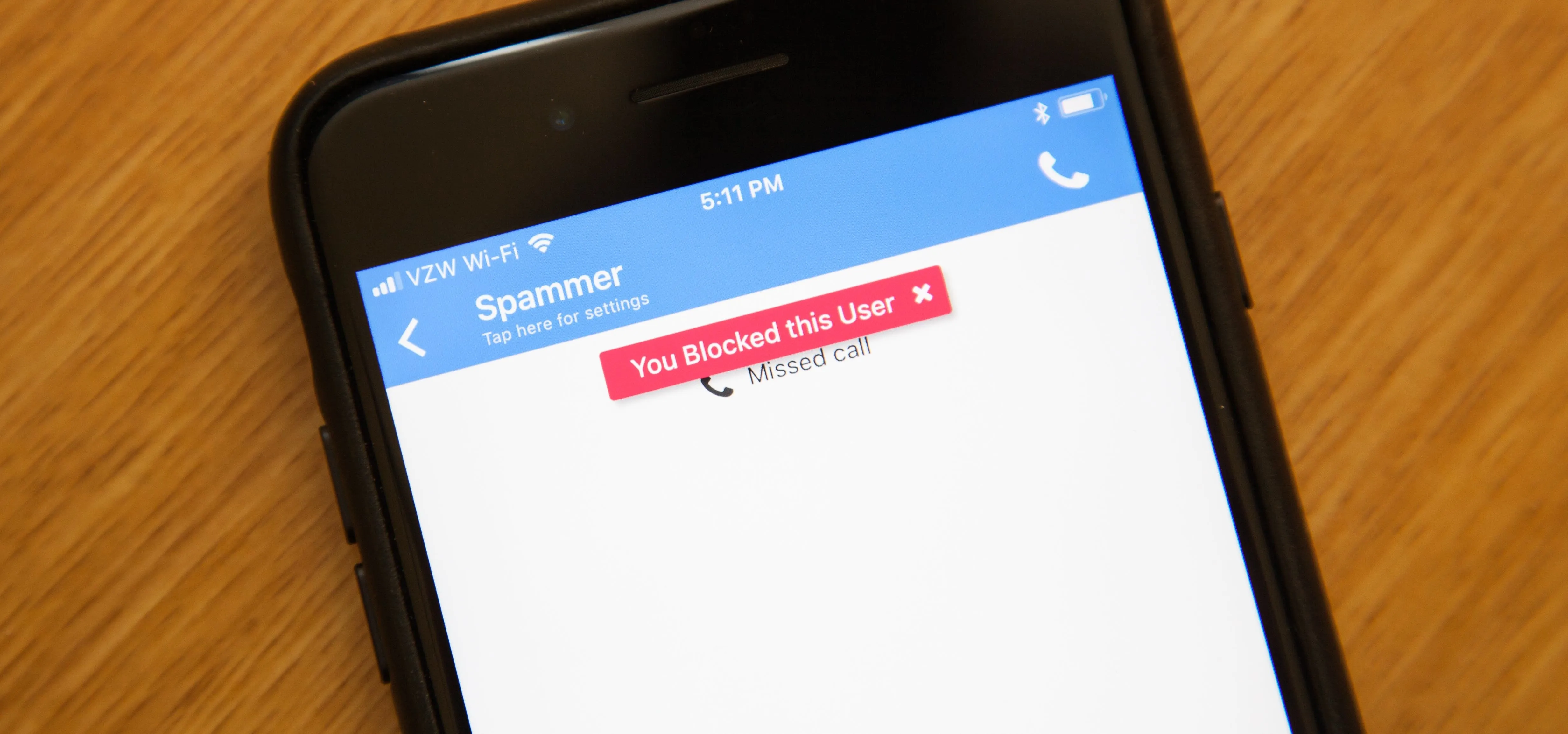 Call screen displaying "You muted this user" notification.