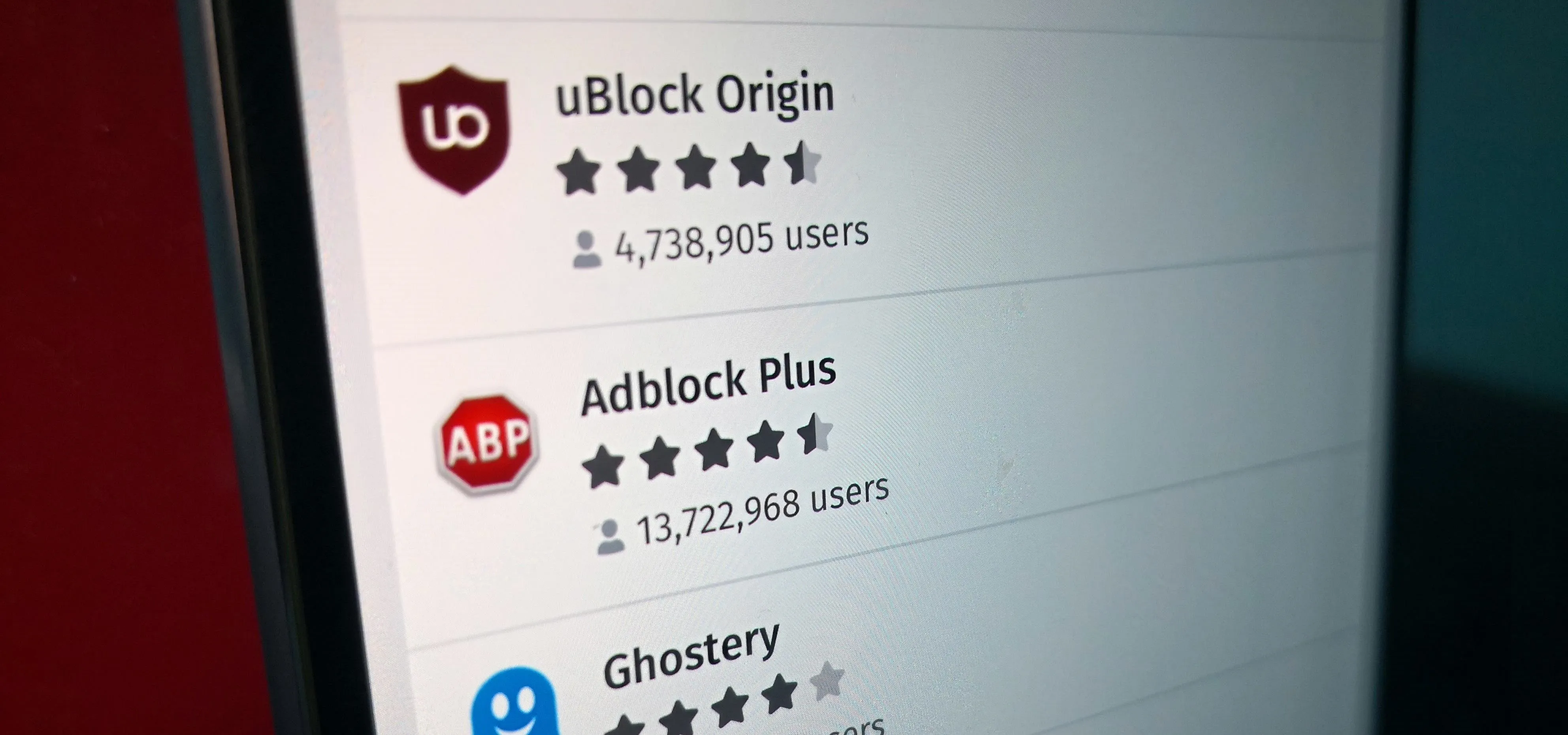 Browser extensions for ad blocking, including uBlock Origin, AdBlock Plus, and Ghostery.