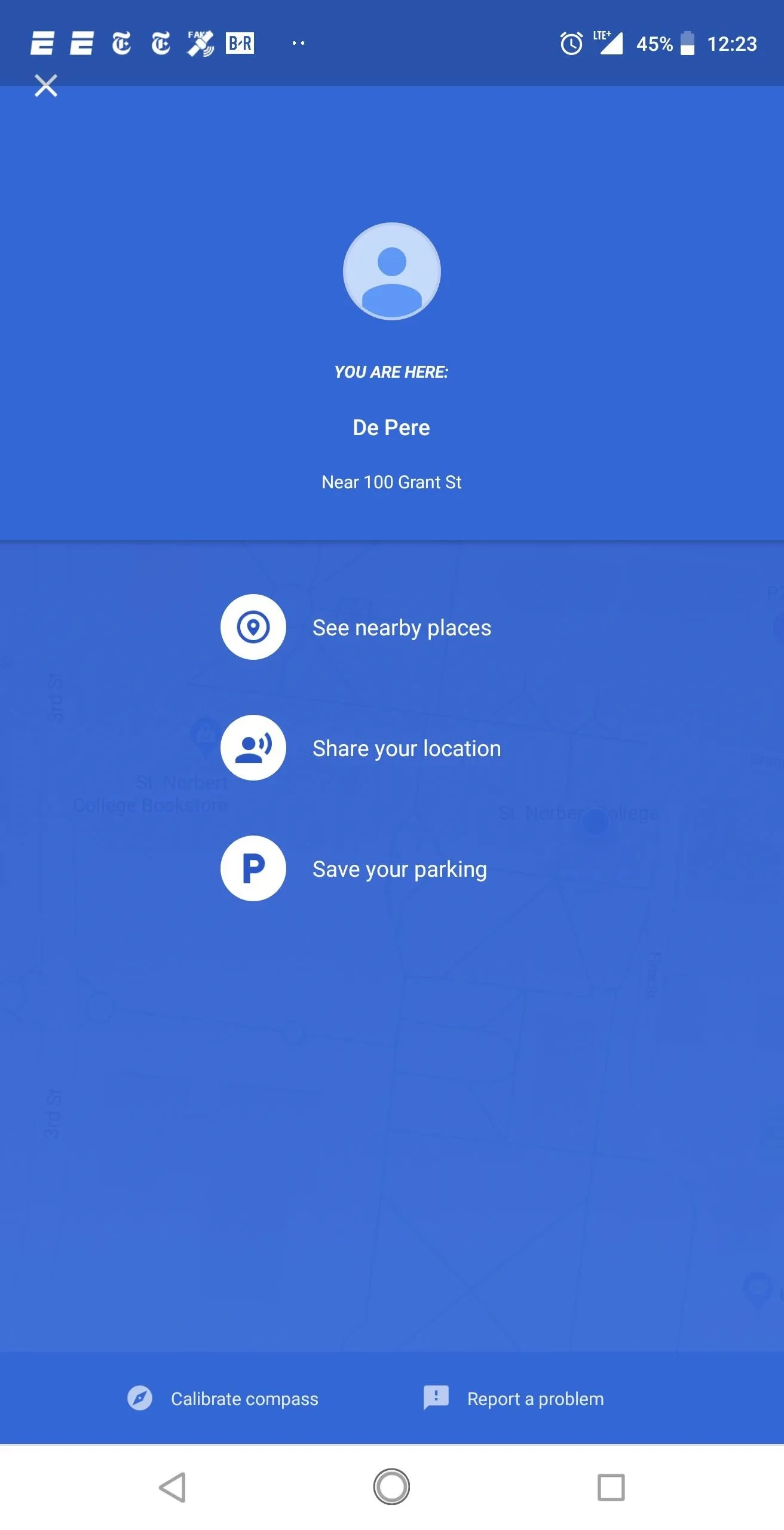 User profile interface with options for account settings, privacy, and troubleshooting.