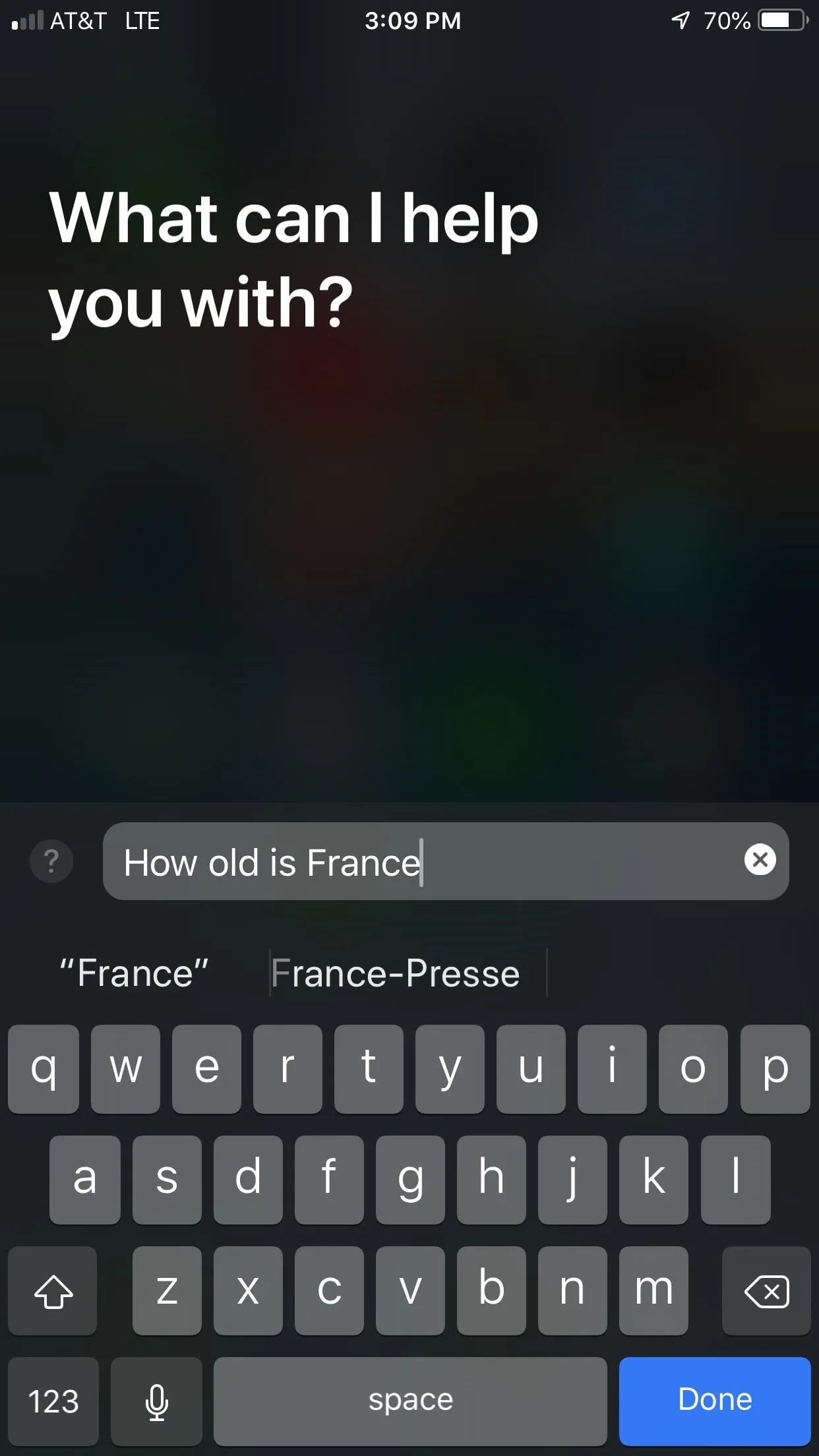Voice assistant interface with a text input field asking, "What can I help you with?"