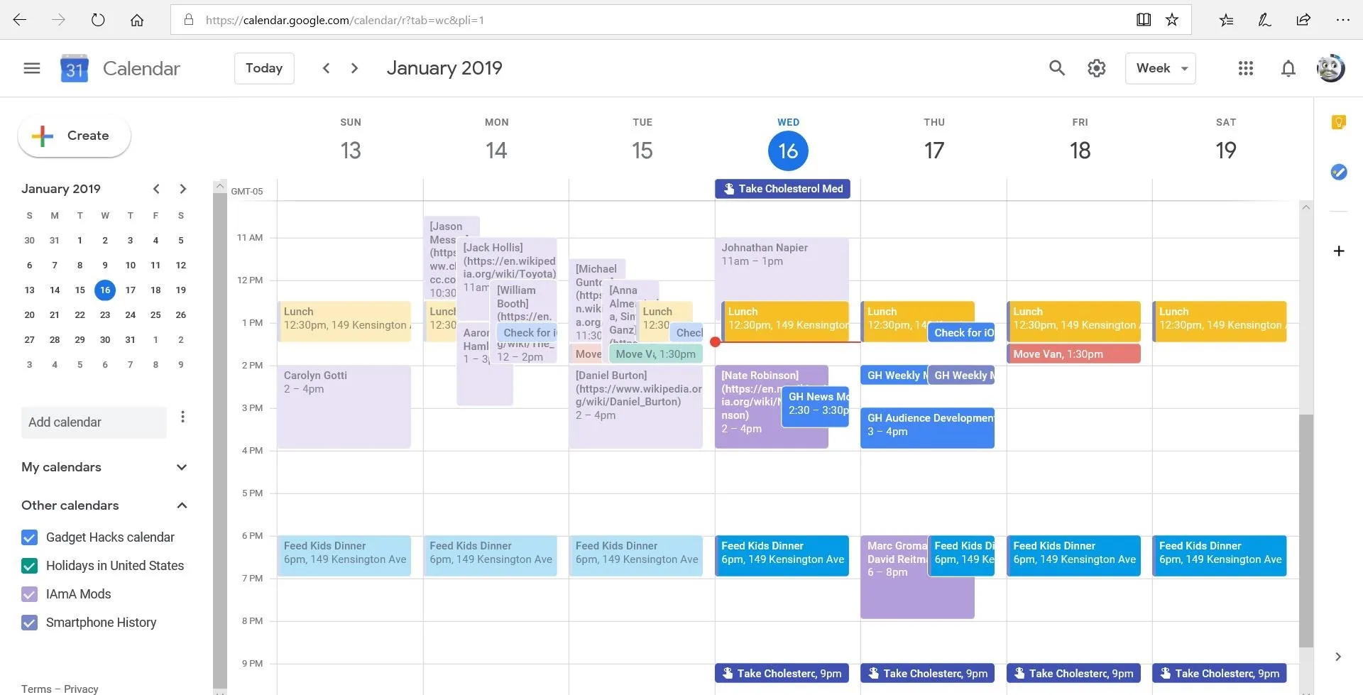 Calendar view displaying scheduled events and tasks.