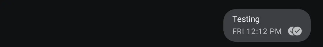Testing notification timestamp on a dark background.