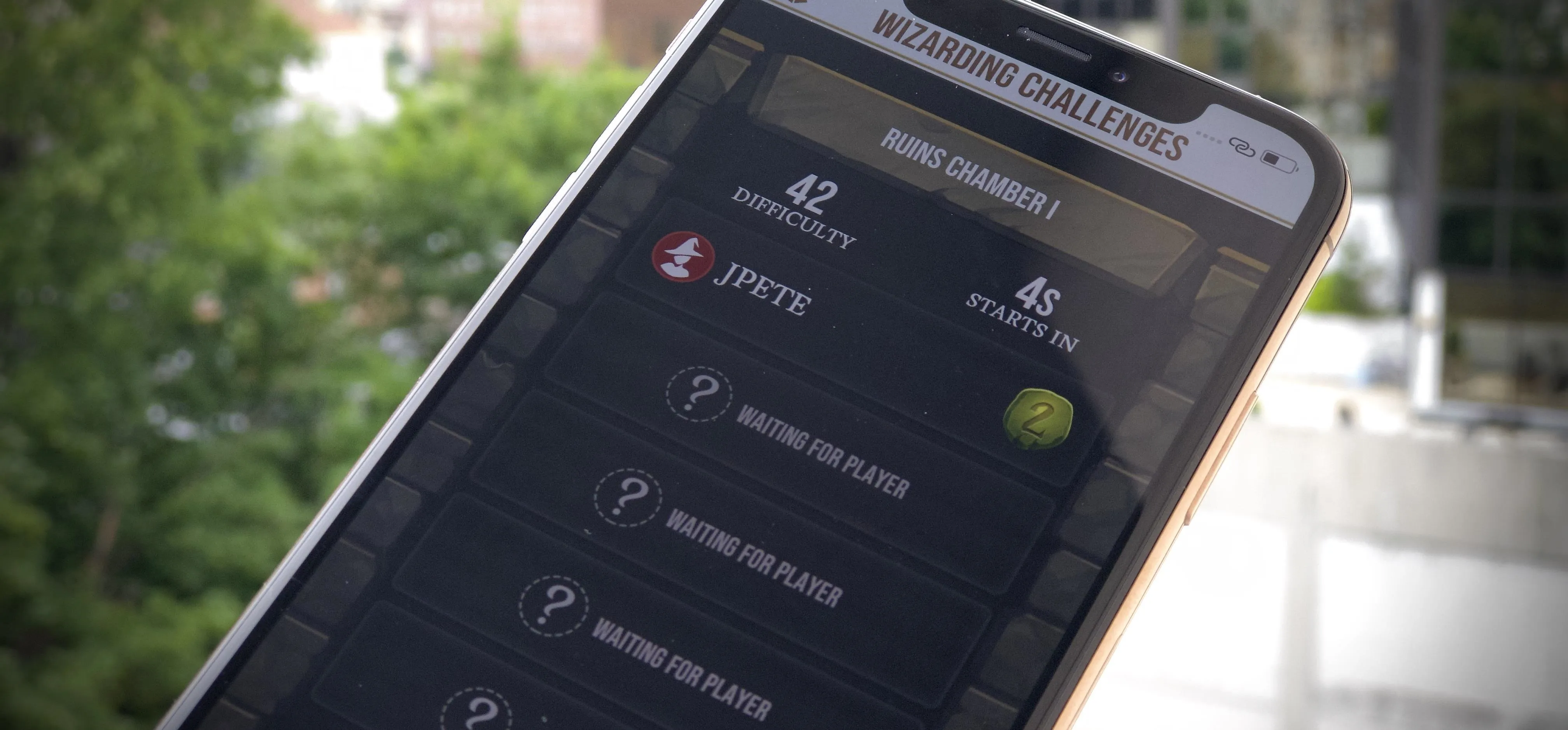 Mobile screen displaying game statistics and options.