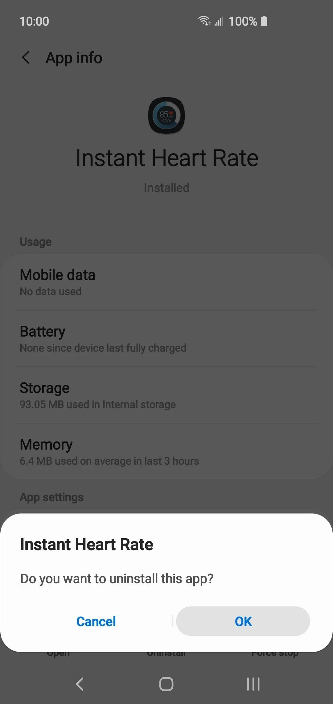 Instant heart rate monitoring app interface on a smartphone.