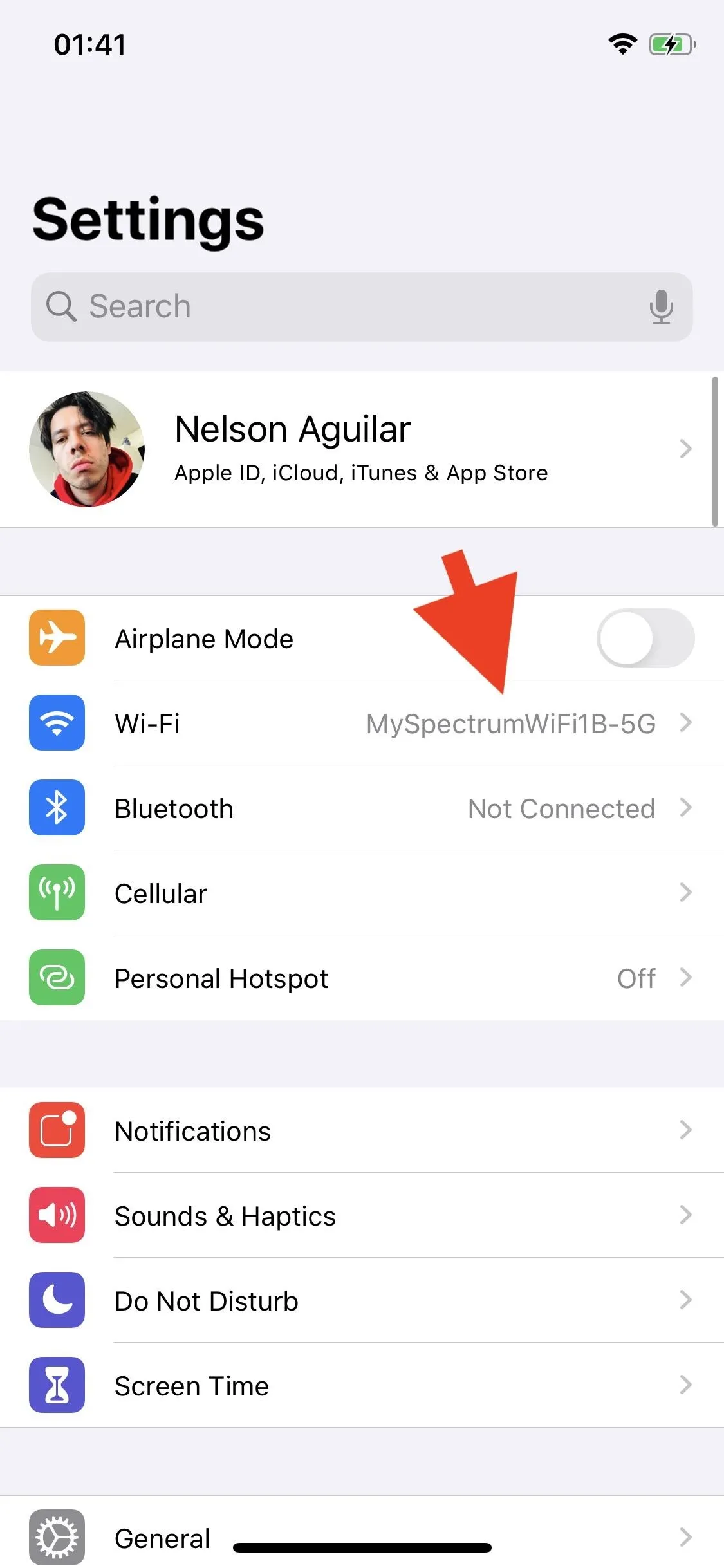 Settings menu on a mobile device with options for various apps and features displayed.