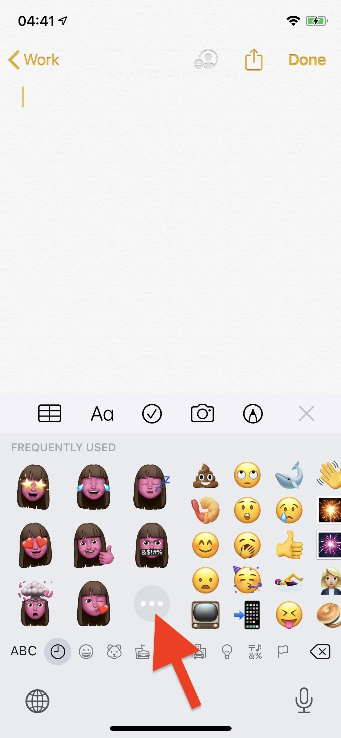Emoji selection interface on a mobile device.