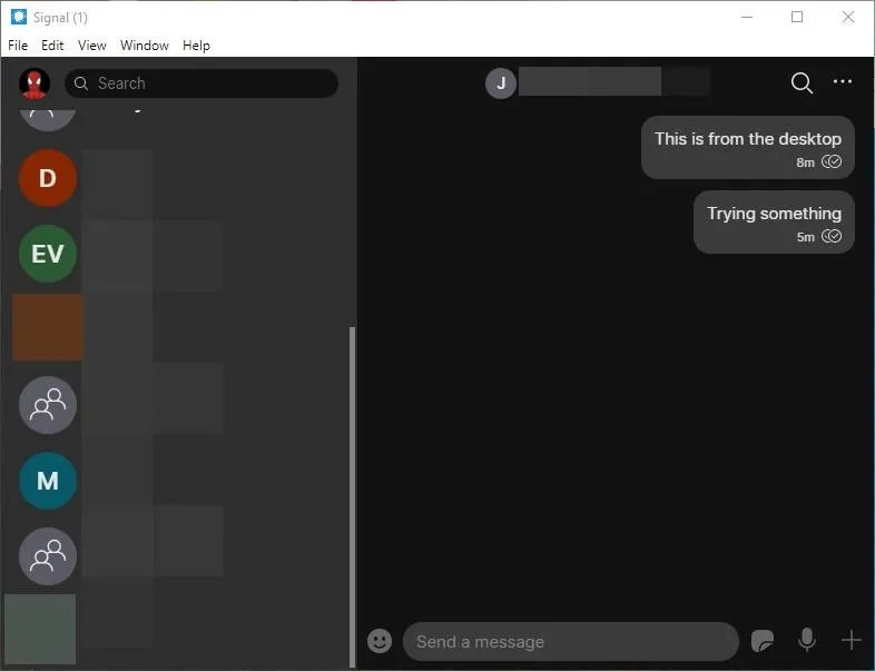 Chat interface with messaging features displayed on a dark-themed desktop application.