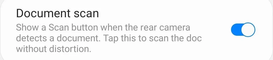 Document scan toggle with description.