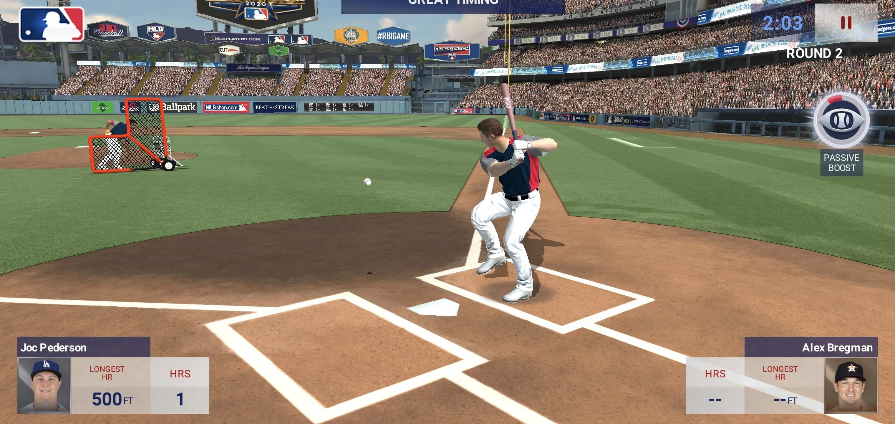 A baseball player preparing to swing at a pitch in a crowded stadium.