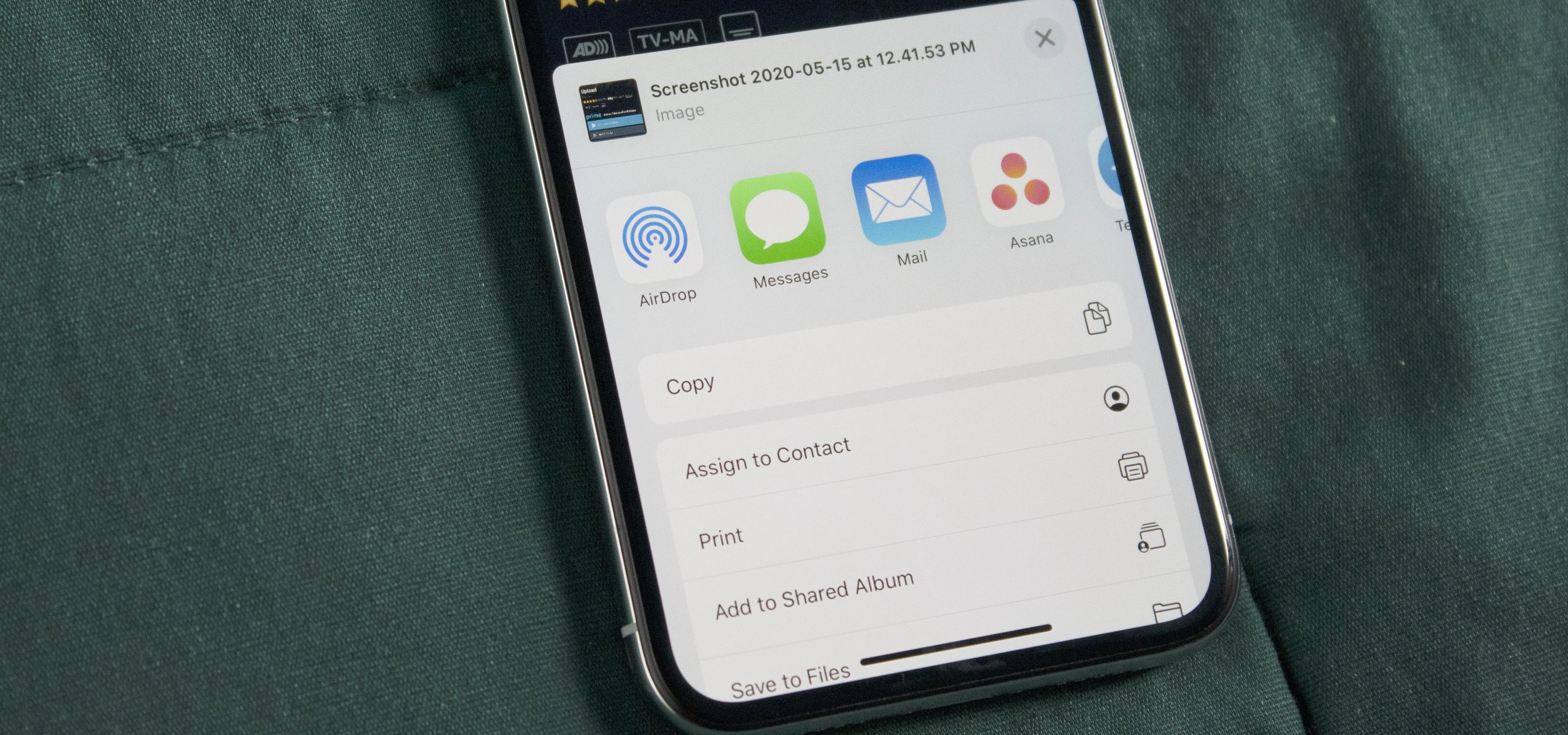 Mobile phone screen displaying sharing options for an app.