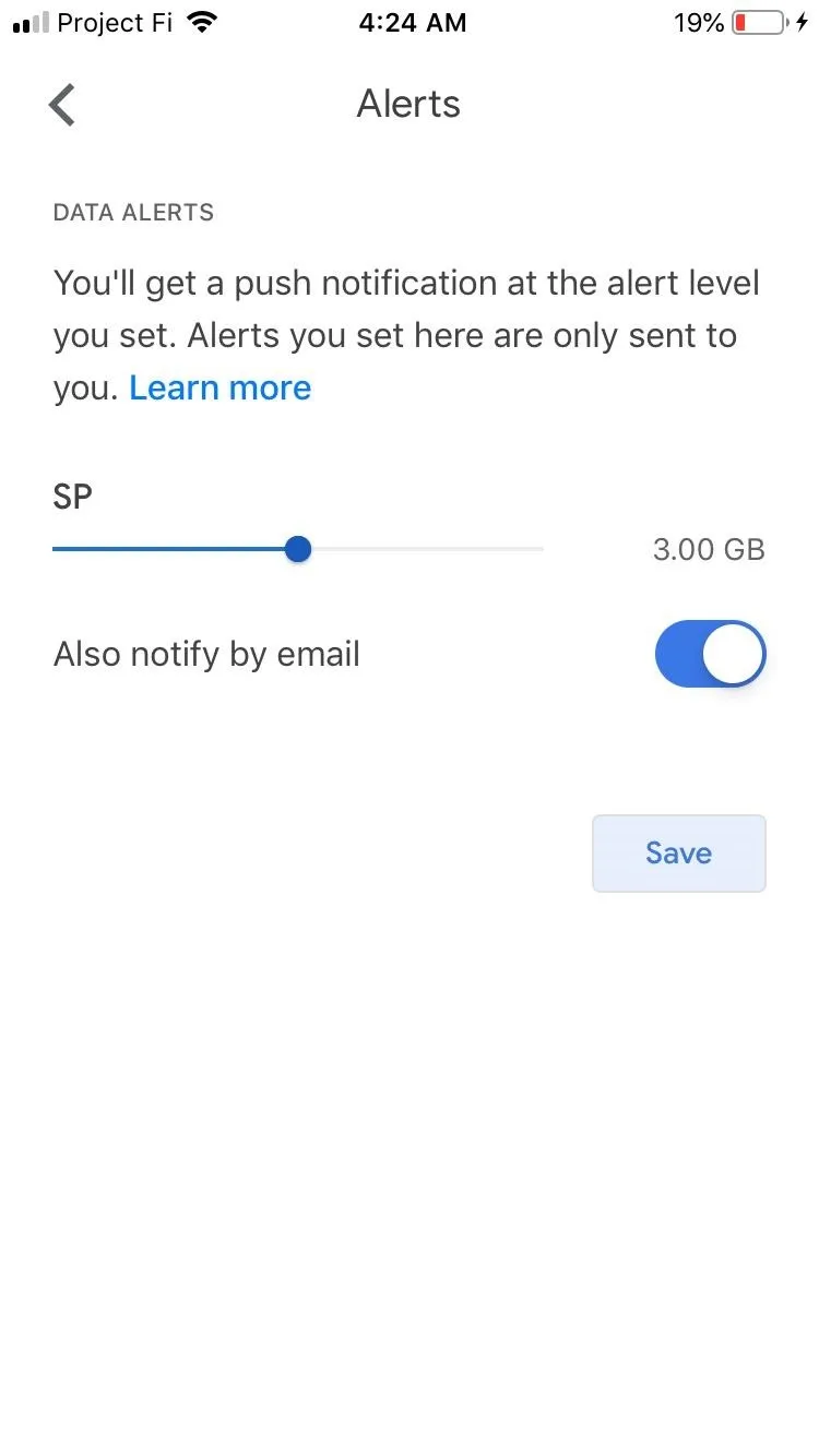 Notification settings page with option to enable text alerts and email notifications.