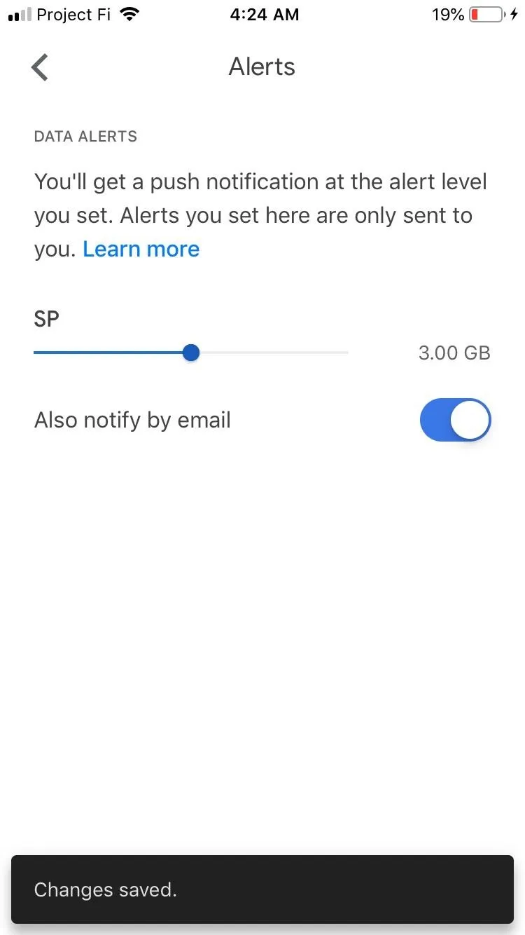 Alerts menu with push notification settings and email verification option.