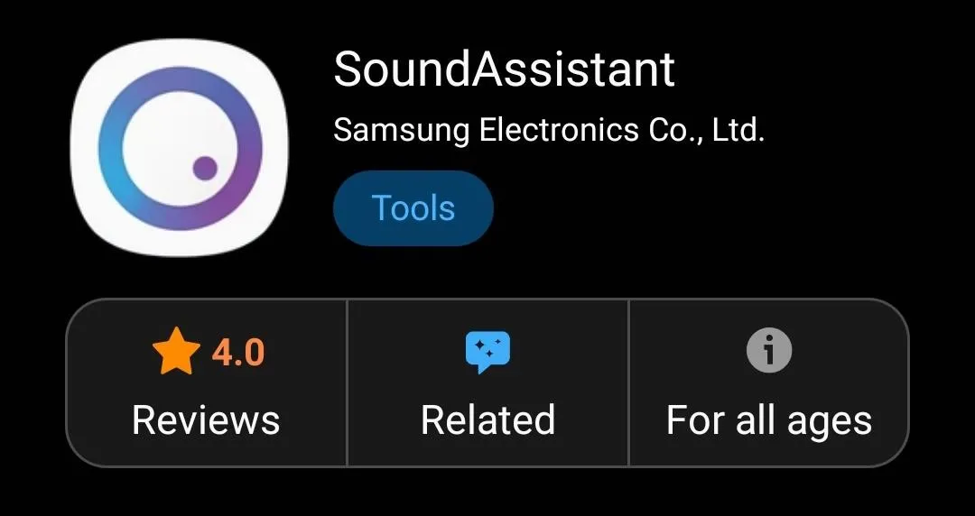 SoundAssistant app by Samsung Electronics with a 4-star rating.