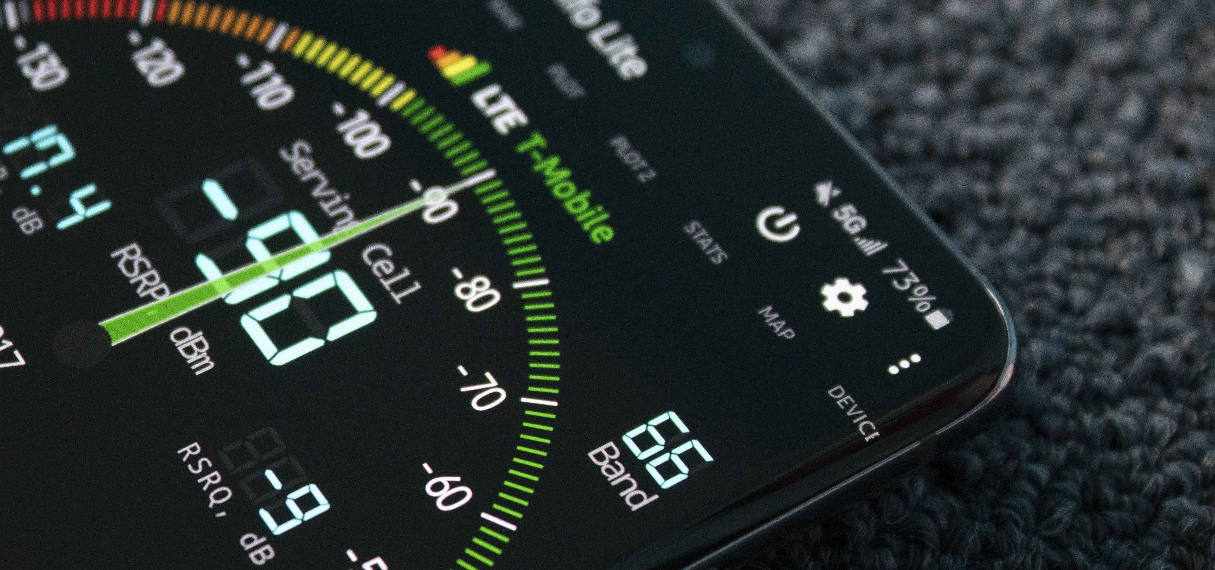 Mobile signal strength meter on a smartphone screen.