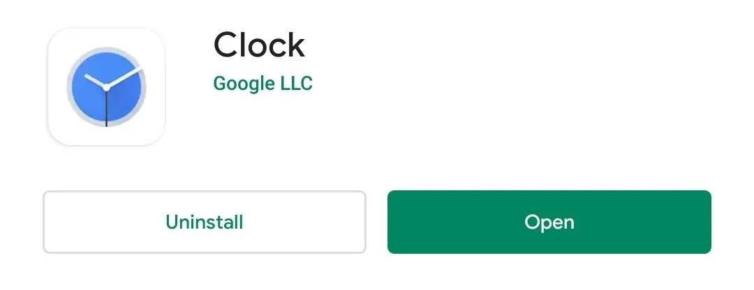 Clock app interface from Google LLC.