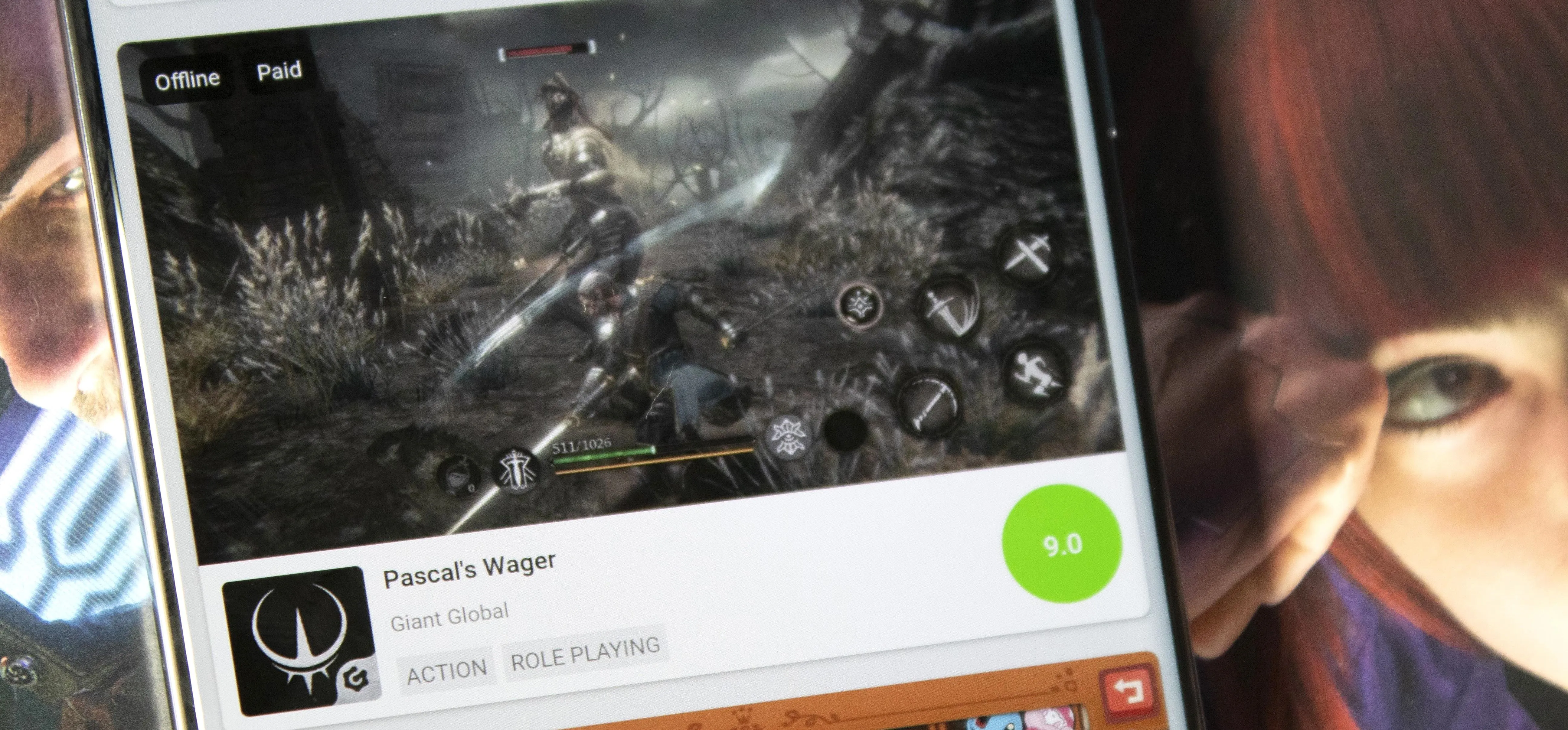 Mobile screen displaying a gameplay scene from a video game.