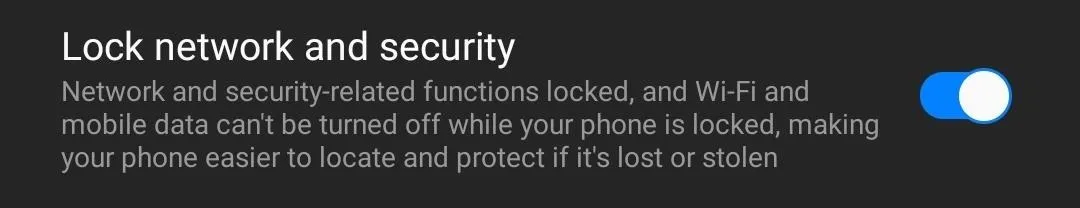 Lock network and security settings on a mobile device.