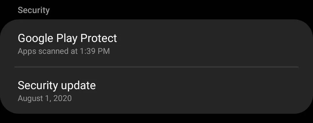 Google Play Protect security update notification, August 1, 2020.