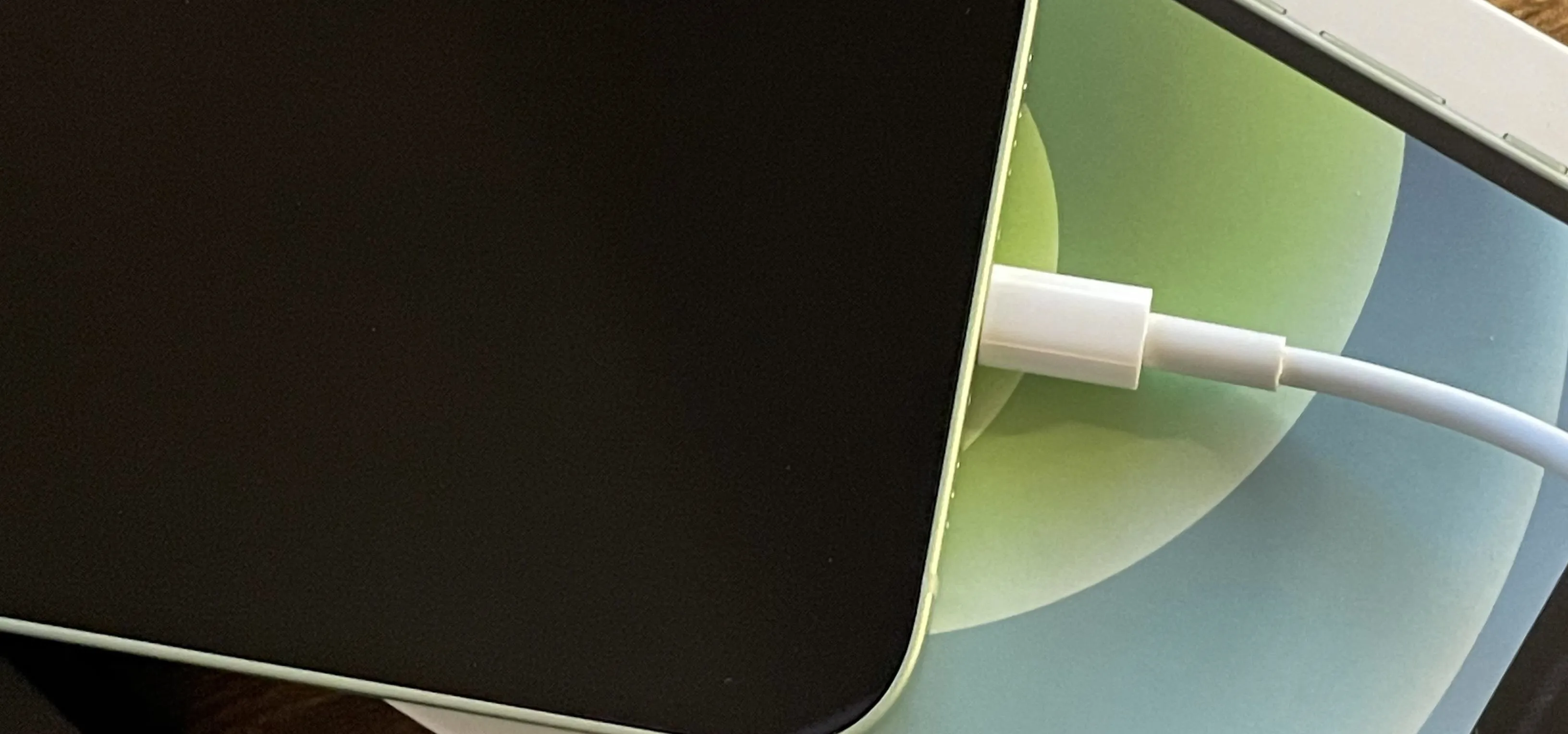Charging cable plugged into a device.