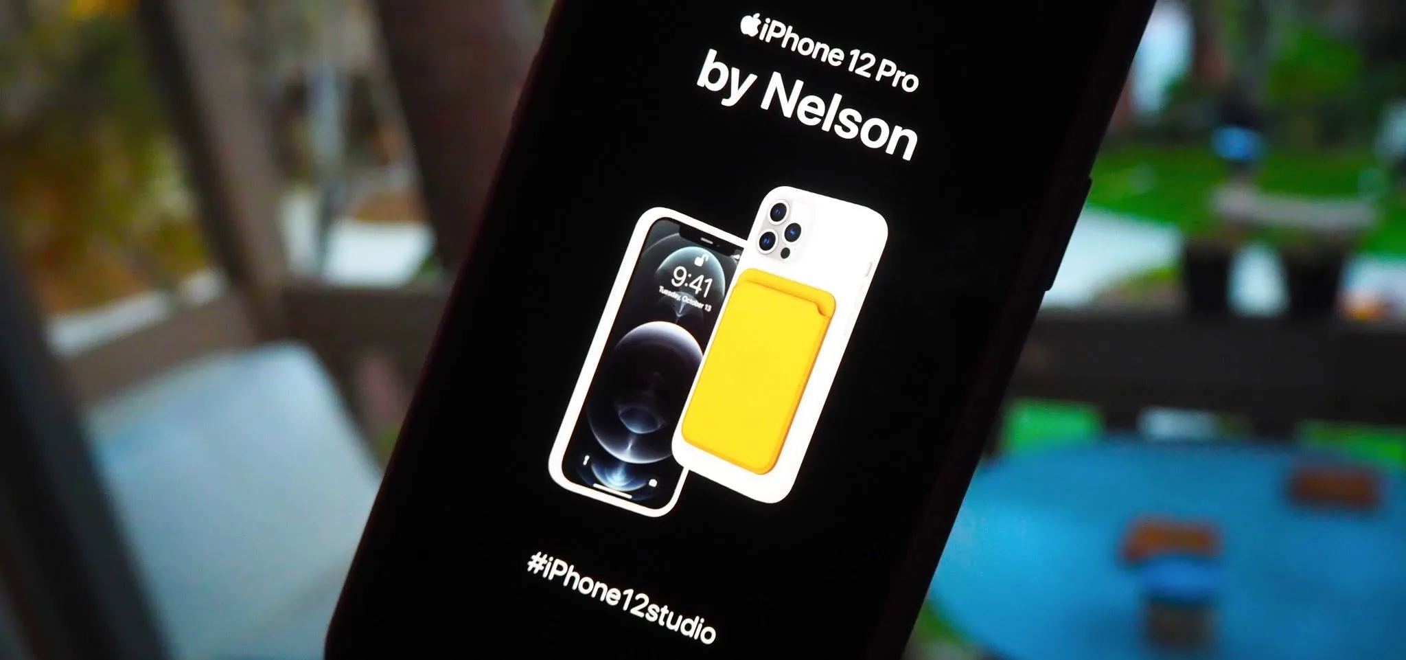 iPhone design concept featuring phone graphics and the name Nelson