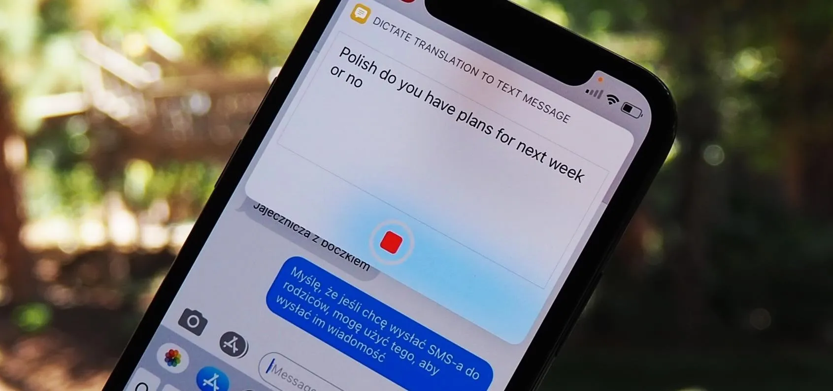 Text message conversation displayed on a smartphone screen.