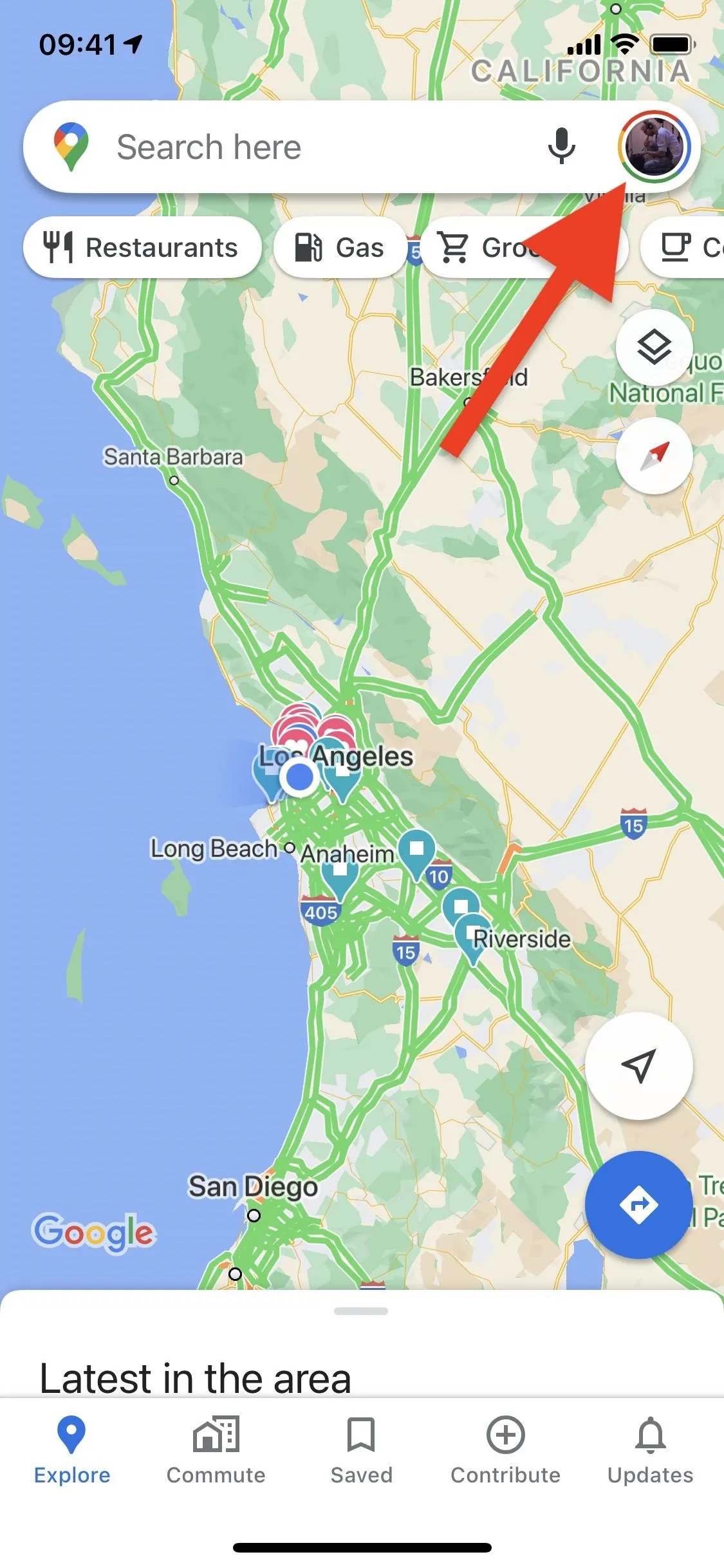 Map view of a location search interface with highlighted features.