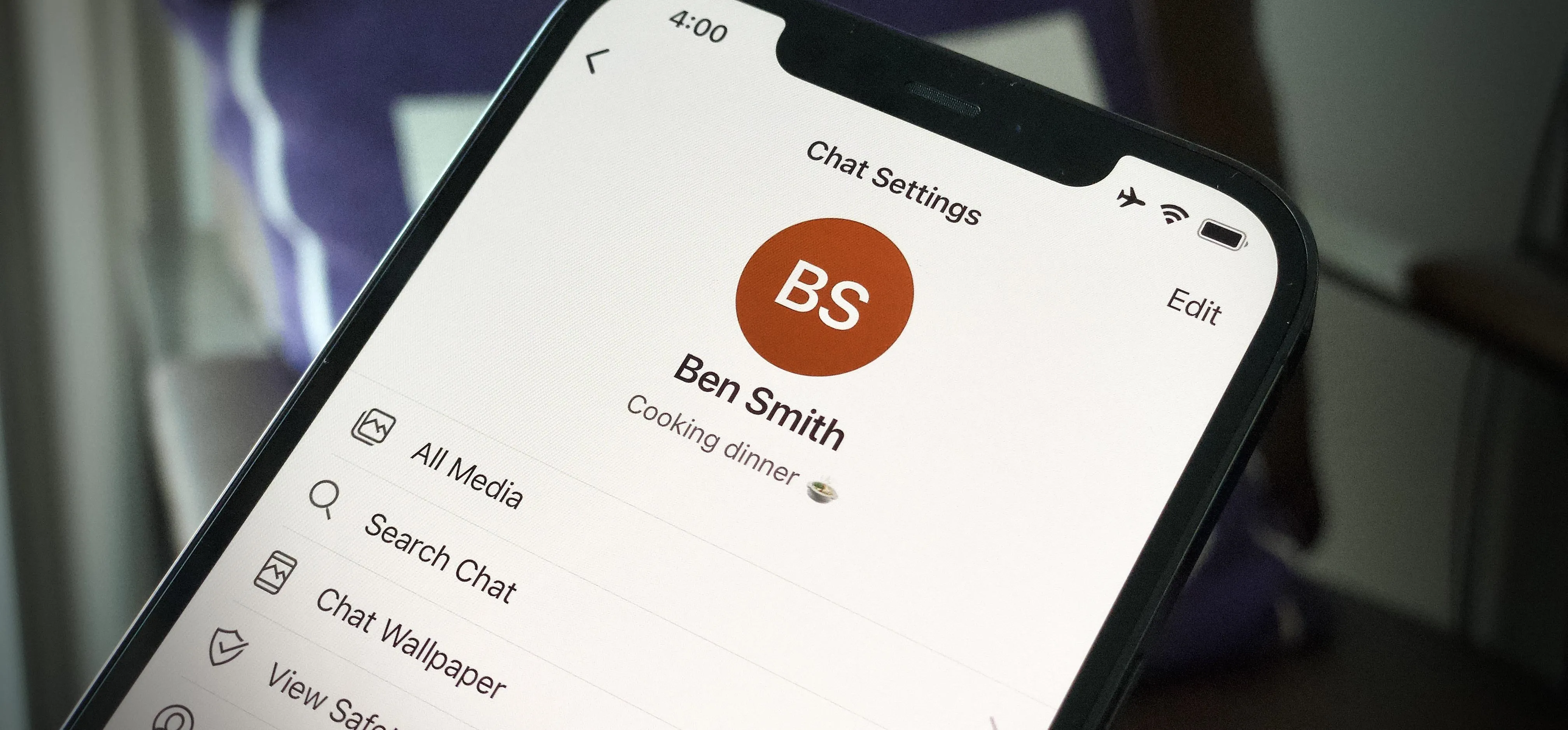 Contact information display on a mobile device.