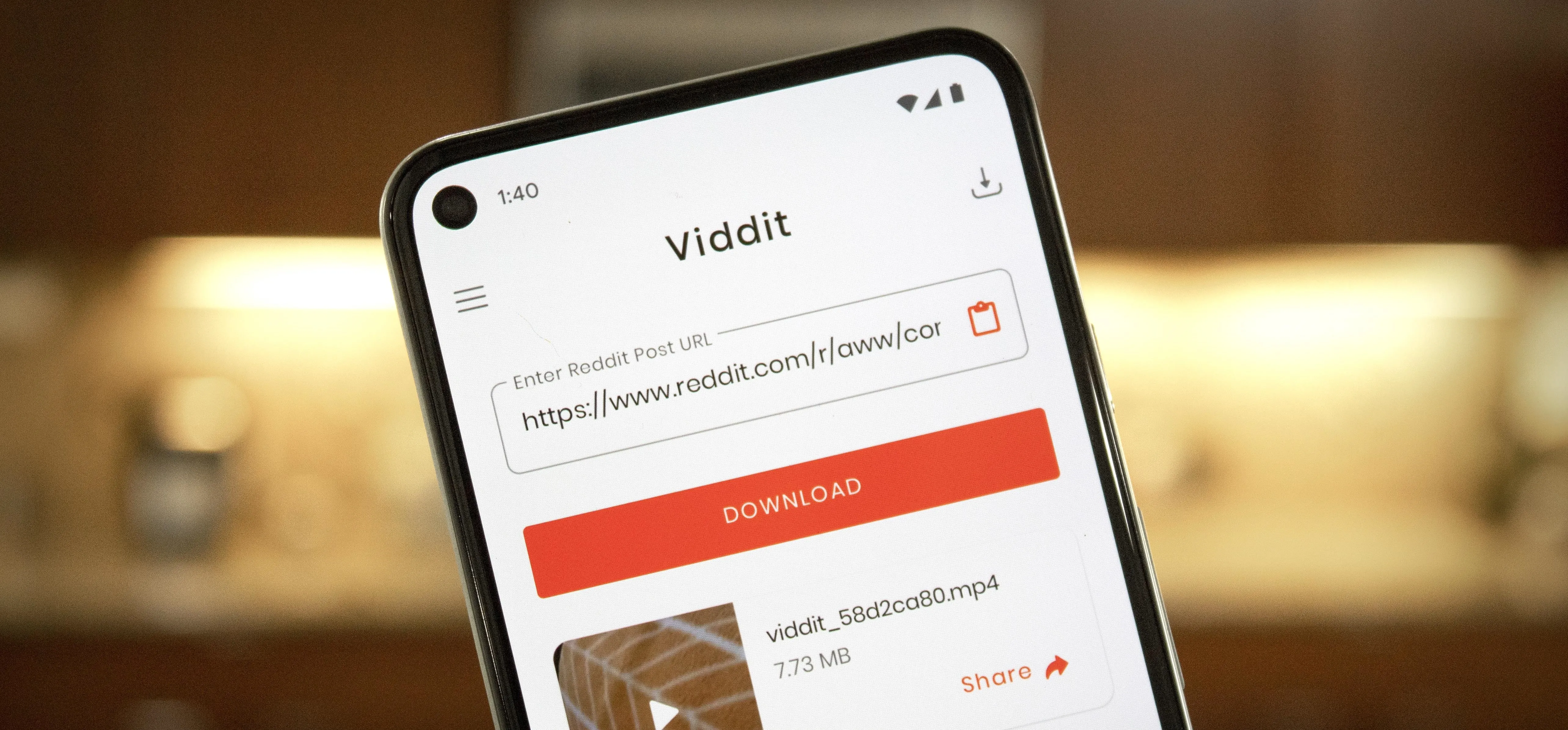 Mobile phone displaying the Vriddit app interface.