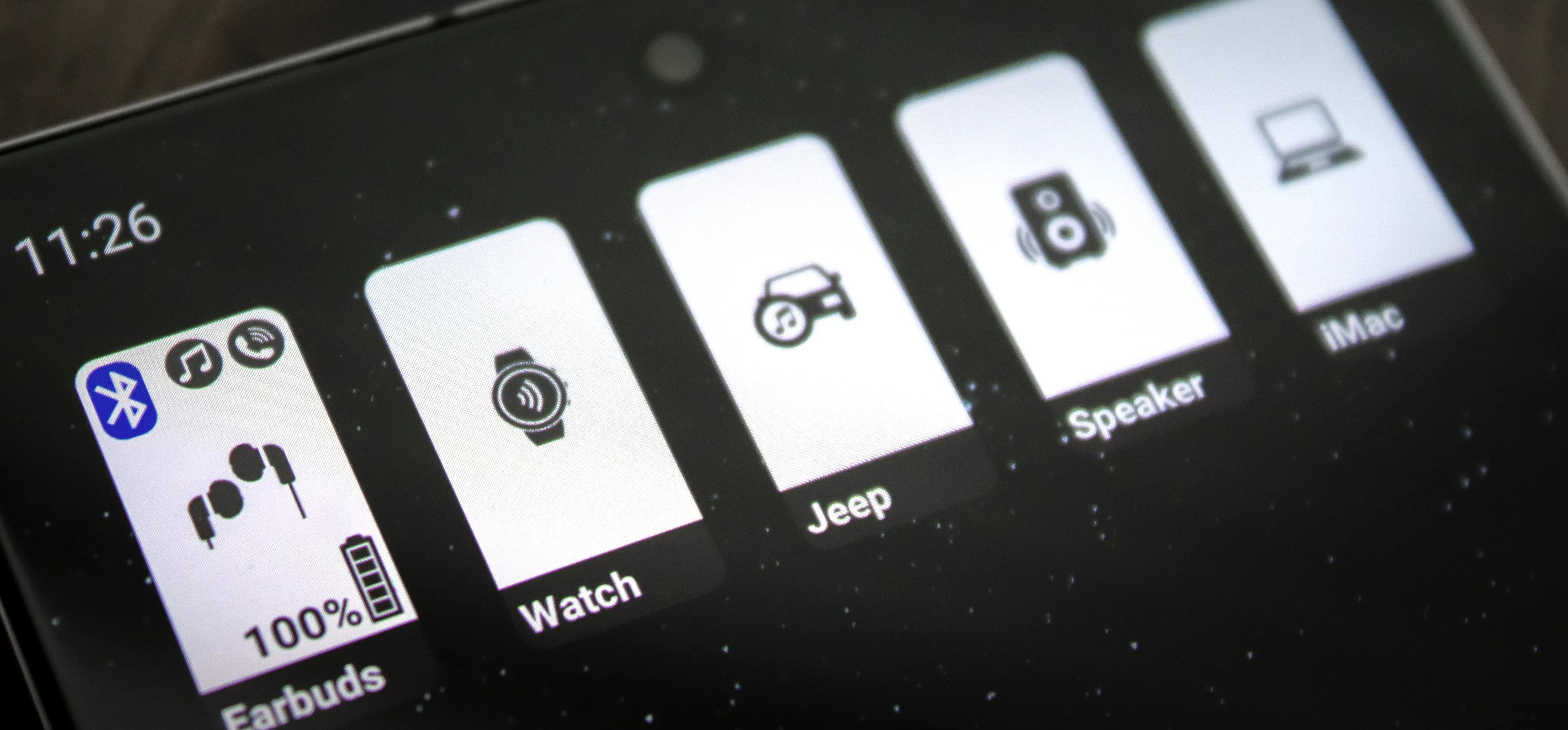 Bluetooth device options on a smartphone screen.