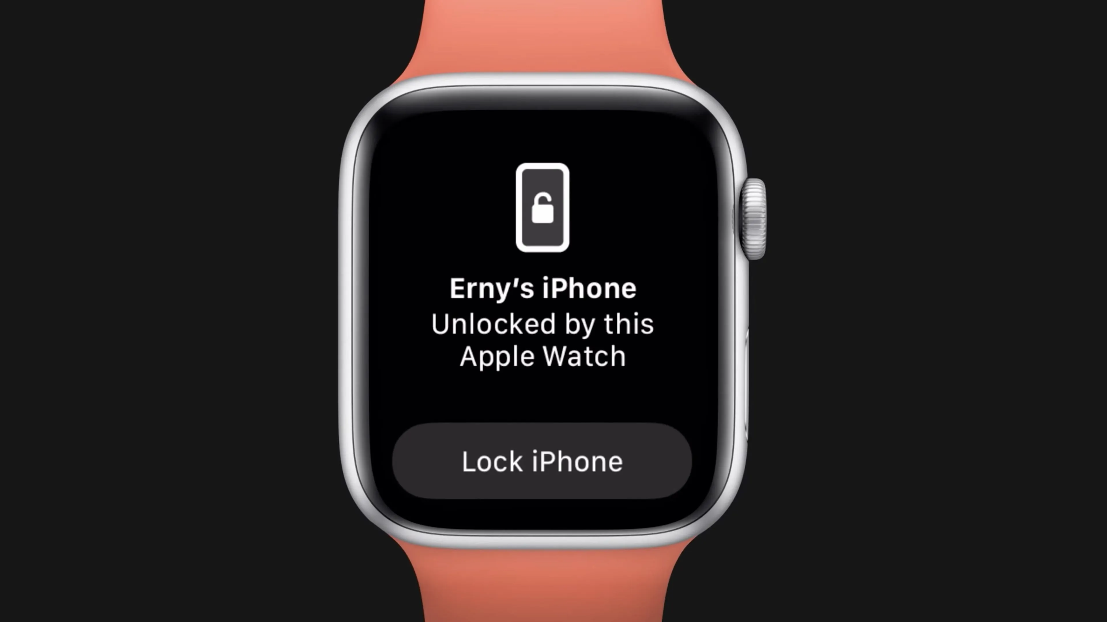 Apple Watch unlocking an iPhone notification.