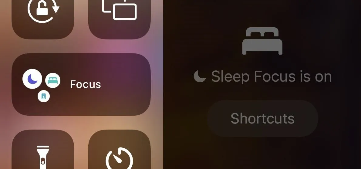 Sleep Focus settings on a mobile device.