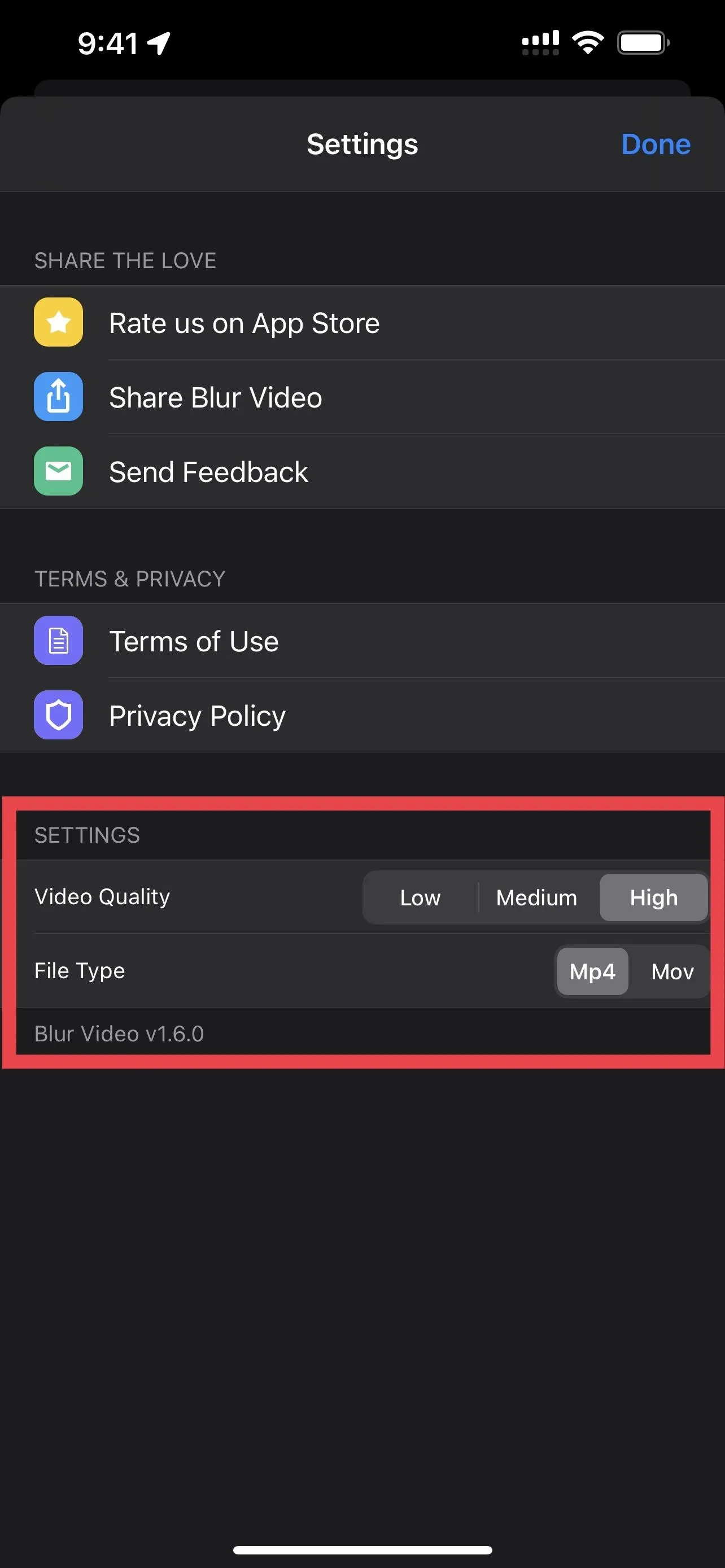 Settings menu showcasing audio quality options on a mobile device.