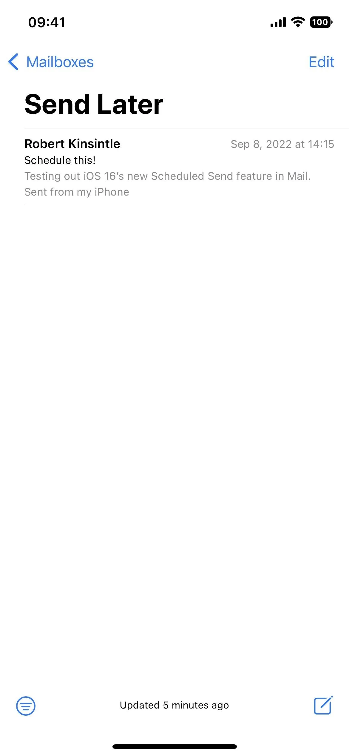 Send Later feature in a mobile app showing the option to schedule messages.