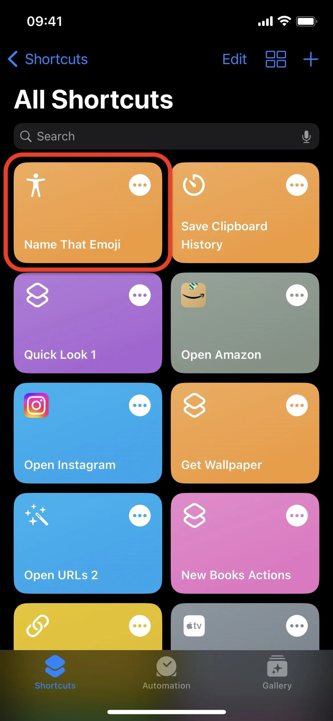 App interface displaying various shortcuts.