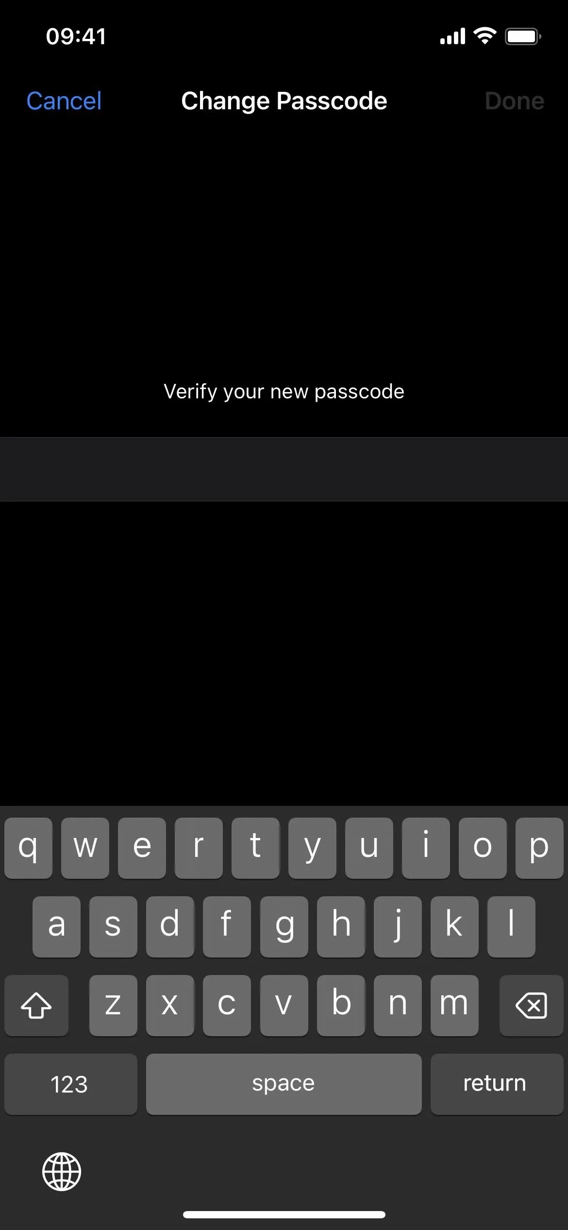 Change Password Screen on Mobile Device