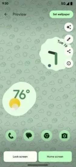 Mobile weather app interface displaying a temperature of 76°F.