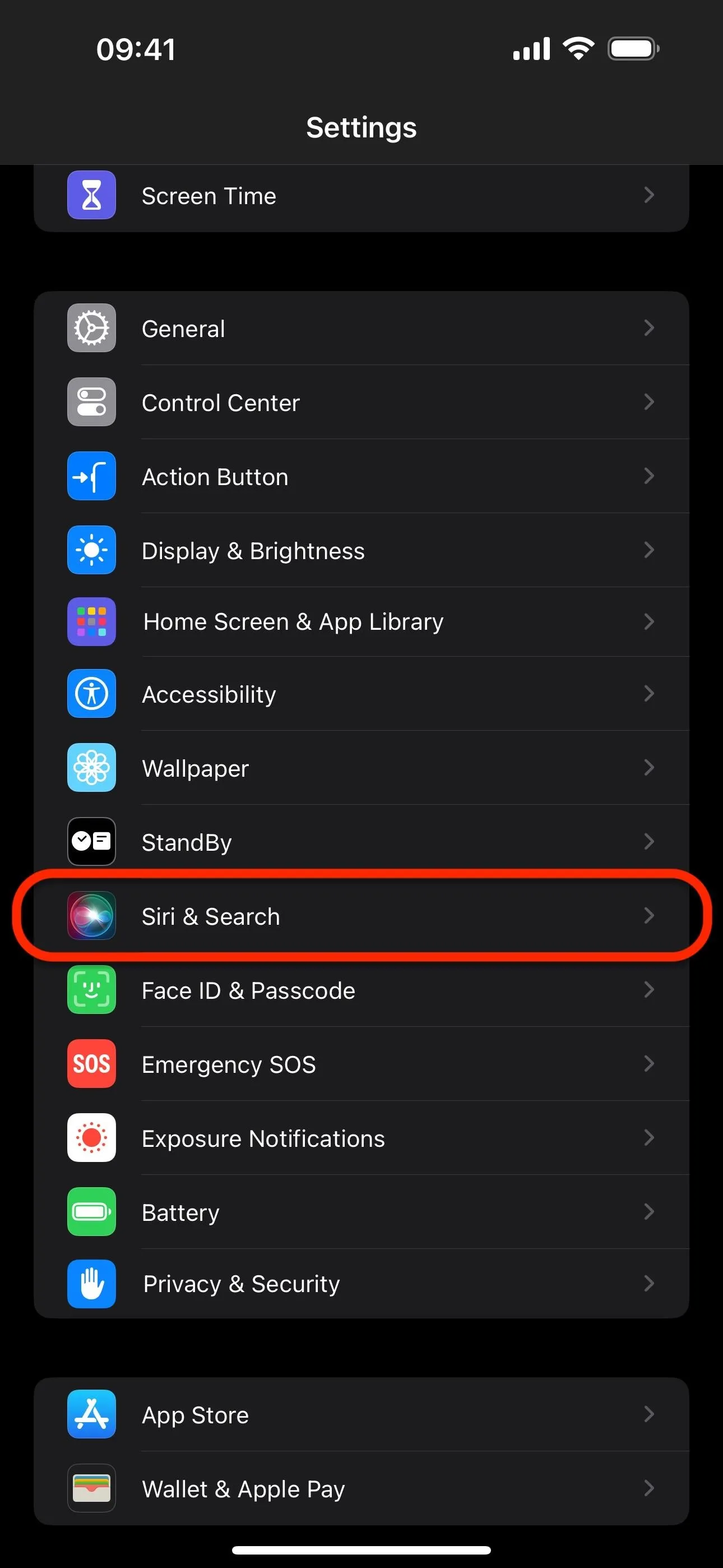 Settings menu on a mobile device with highlighted options.