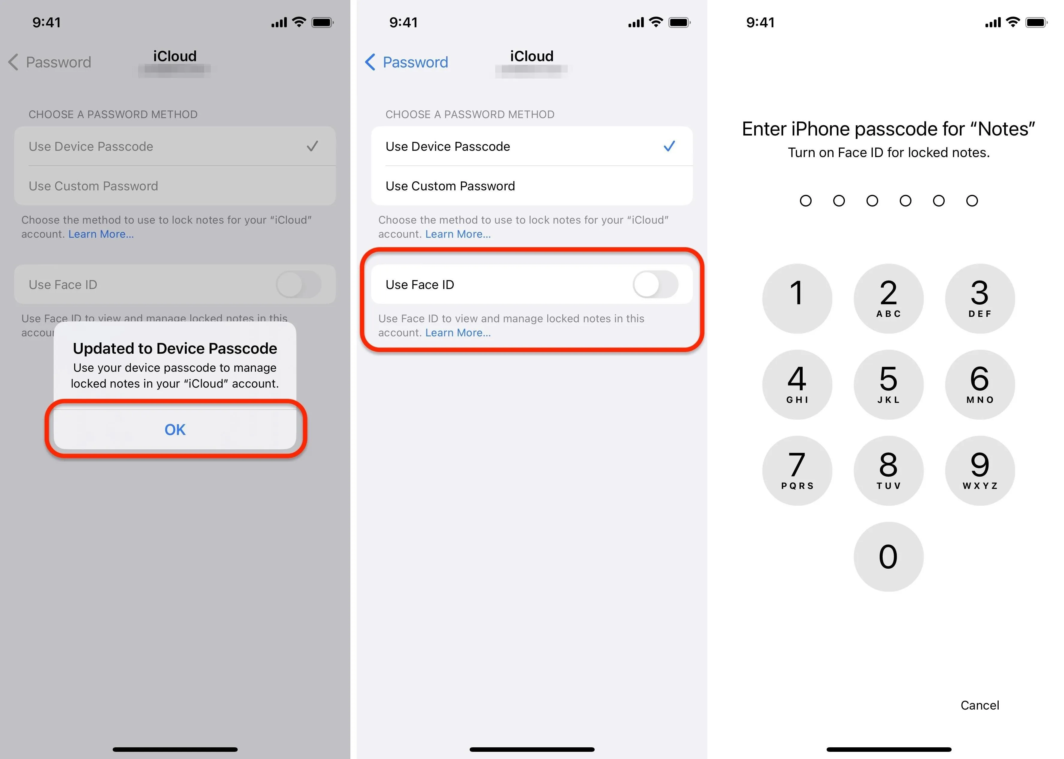 iCloud password reset process on an iPhone
